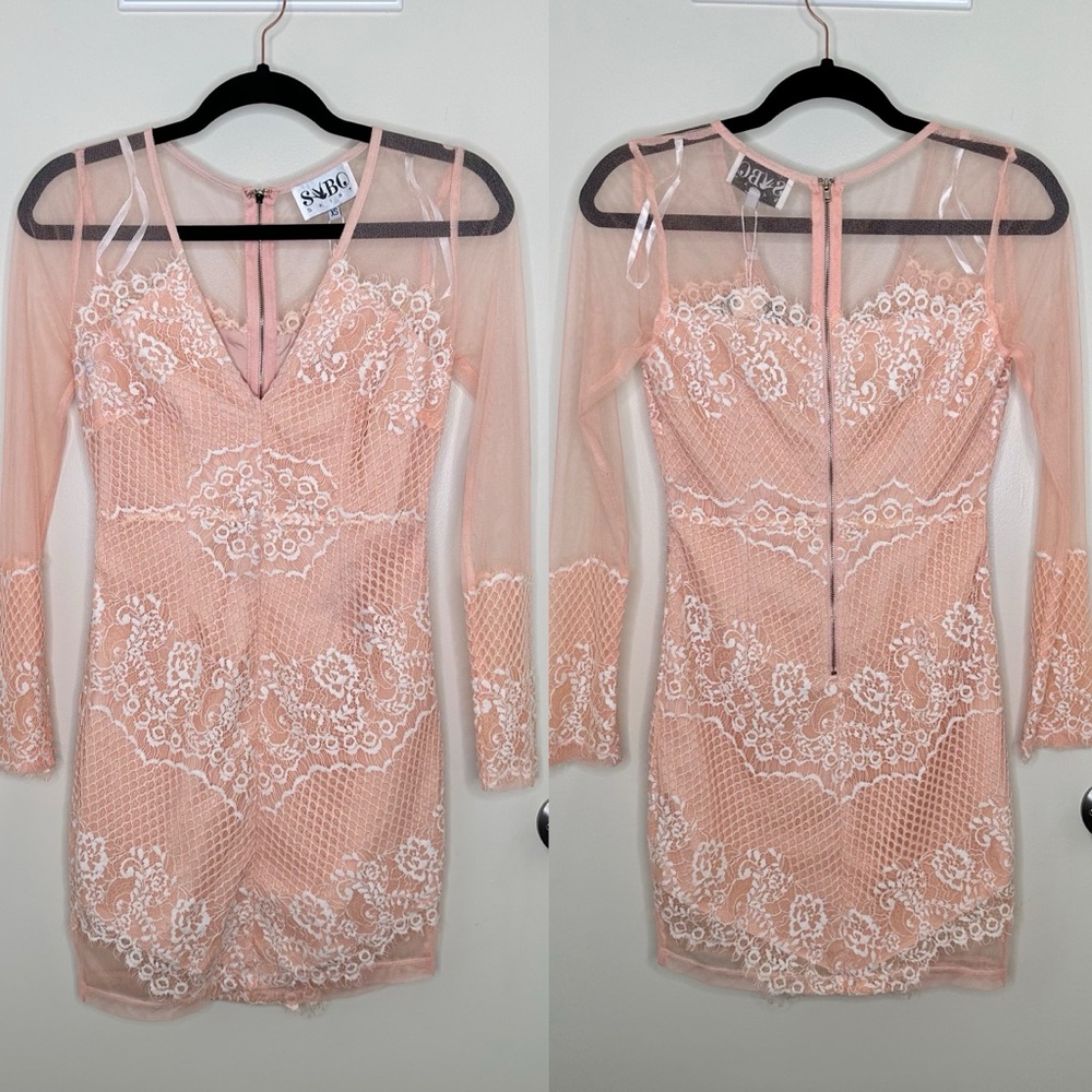 NWT SABO Skirt Peach Lace Mini Dress